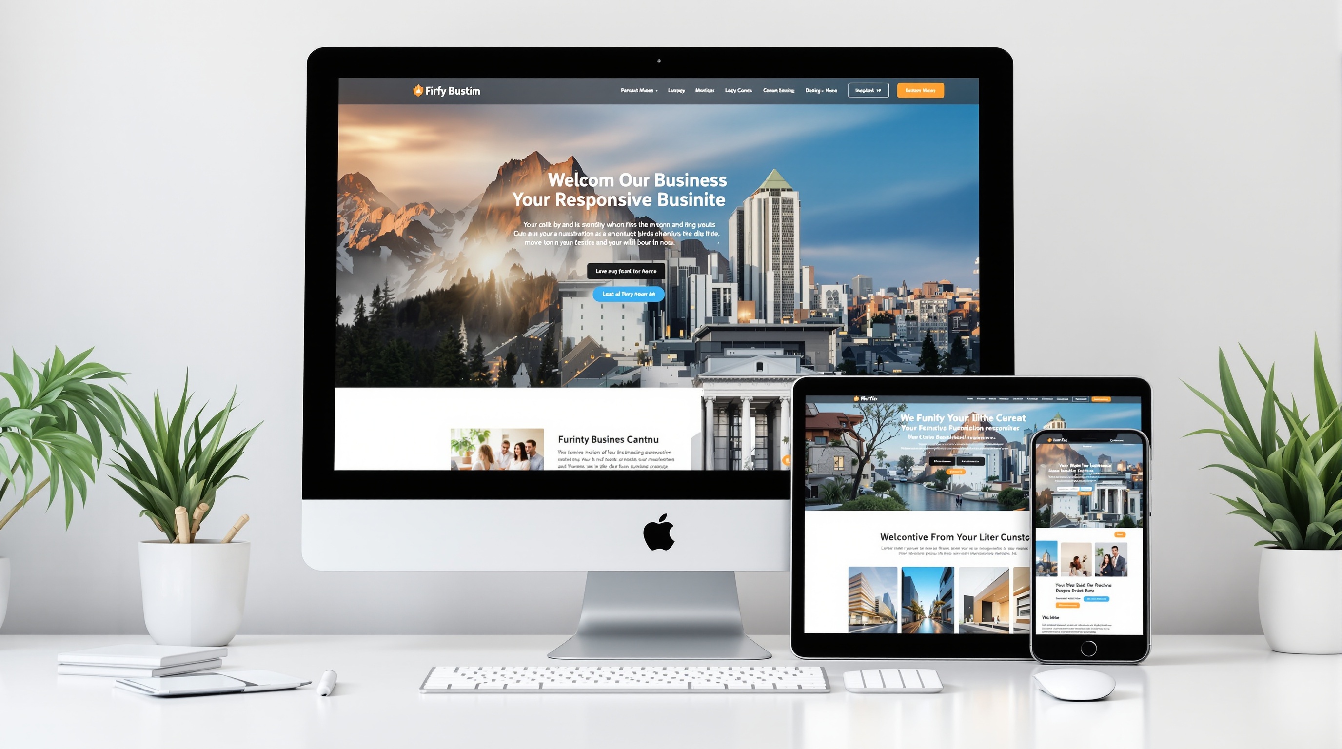 Responsive website design showing on multiple devices